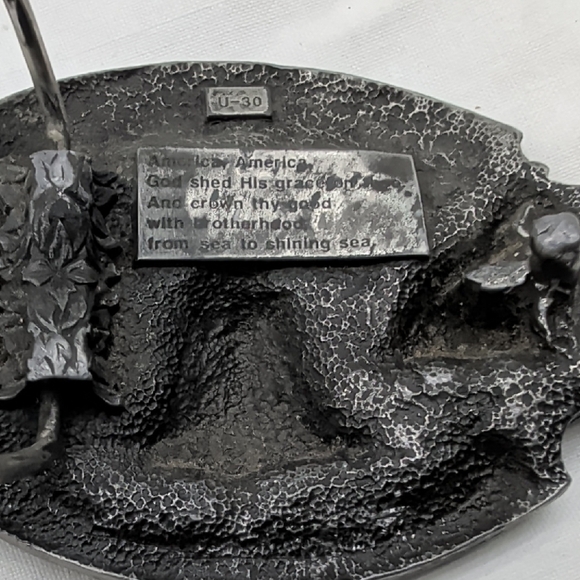 Silver Patriotic Belt Buckle Let Freedom Ring 1986 Vintage - Picture 5 of 7